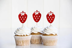 Strawberry Cupcake Toppers - Pretty Day