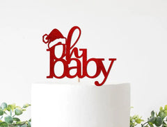 Oh Baby Cake Topper Christmas Baby Shower - Pretty Day