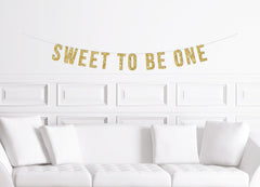 Sweet to Be One Banner / Gold Glitter First Birthday Sign / Girl&#39;s Ice Cream 1st Party / One Theme Ideas / Icecream Decor Decorations