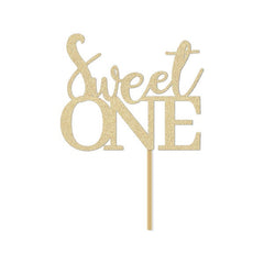 Sweet One Cake Topper / Girl&#39;s First Birthday Party Sign / 1st decor decorations /  Ice Cream Candy  Themed / Gold Glitter Pick /Centerpiece