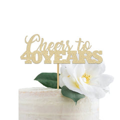 Cheers to 40 Years Cake Topper Gold / 40th Birthday Party Decorations for a Man or Woman - Pretty Day