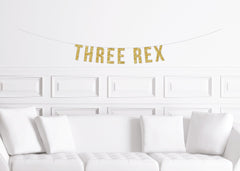 Three Rex Dinosaur Party Banner / 3rd Dino Birthday Sign / T-Rex Prehistoric One Theme Ideas Boy's Decorations Decor 2nd Second - Pretty Day