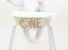 Basketball 1st Birthday Highchair Banner, Basketball High Chair Sign, Our Little Rookie is One, Rookie Year, Theme Themed First Cake Smash - Pretty Day
