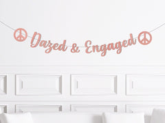 70s Bachelorette Decorations, 80s Bach Decor, Dazed & Engaged Banner w/ Peace Signs, Groovy Party Supplies, Hen Party Stagette - Pretty Day