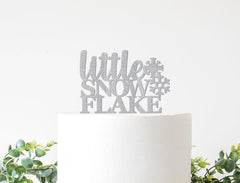 Winter Baby Shower Decorations, Little Snowflake Cake Topper , A Little Snowflake is On The Way Theme Decor Boy Girl Is One 1st Birthday