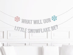 What Will Our Little Snowflake Be? Gender Reveal Banner Sign, Winter Gender Reveal Decorations, Christmas Gender Reveal Decor, Party