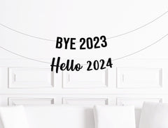 New Years Banner Bye 2023 Hello 2024 Gold Glitter Banner, Funny New Years Party 2023 Decorations New Year&#39;s Eve Decor