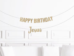 Happy Birthday Jesus Banner, Christmas Sign