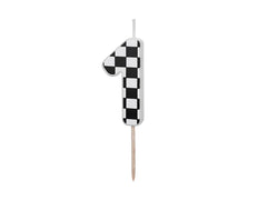 Number 1 Checkered Flag Birthday Candle - Pretty Day
