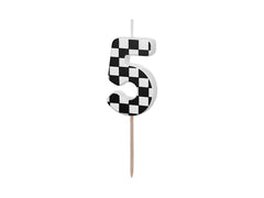 Number 5 Checkered Flag Birthday Candle - Pretty Day