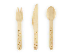 Gold Stars Wooden Cutlery Set - Pretty Day