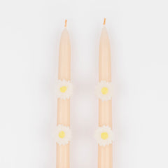 Pink Daisy Taper Candles 2pk. - Pretty Day
