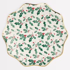 Christmas Holly Pattern Dinner Plates 8pc - Pretty Day