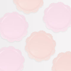 Pink Lace Side Party Plates 8pk. - Pretty Day