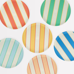 Mixed Stripe Recycled Plastic Small Plates - 6pk - Pretty Day