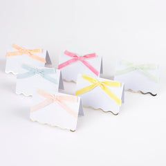 Pastel Velvet Bow Placecards 6pk. - Pretty Day