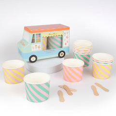 Ice Cream Cups & Spoons 12pk - Pretty Day