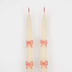 Pink Bow Taper Candles - Pretty Day