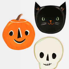 Meri Meri It's Halloween! Skeleton | Spooky Cat | Pumpkin Shaped Paper Plates 8 pack - Pretty Day