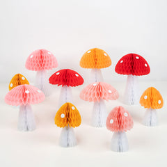 Honeycomb Mushroom Decorations 10pk - Pretty Day