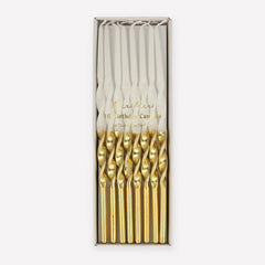 Meri Meri Gold Dipped Twisted Candles (x 16) - Pretty Day