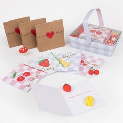 Fruit Basket Kids Valentine's Cards & Erasers Set 12pk. - Pretty Day
