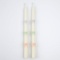 Meri Meri Multi Bow Taper Candles (x 2) - Pretty Day