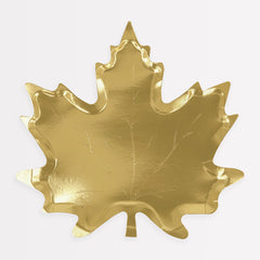 Thanksgiving Gold Maple Leaf Paper Plates - 8 Pk - Pretty Day