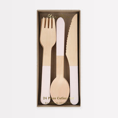 Ballet Slipper Pink Wooden Cutlery Set 24pk. - Pretty Day