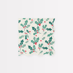 Christmas Holly Pattern Napkins Small 16pc. - Pretty Day
