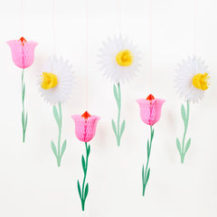 Spring Honeycomb Flower Decorations 6pk.