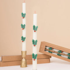 Holly Christmas Table Candles - Pretty Day