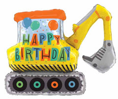HBD Excavator Digger Foil Balloon 31" - Pretty Day