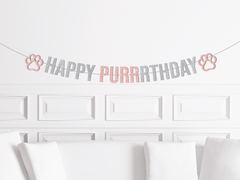 Happy Purrthday Kitty Cat Birthday Glitter Banner - Pretty Day