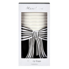 Halloween Black and White Stripy Bow Cups 8pk. - Pretty Day