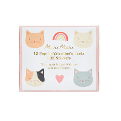 Cat Valentines Cards And Stickers Set 12pk.