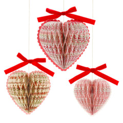 Meri Meri x Liberty Paper Honeycomb Heart Decor 3pk.