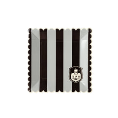 PREORDER SHIPPING 8/1-8/8 - WED1039 - Party More Tonal Black Stripe Paper Plate - Pretty Day