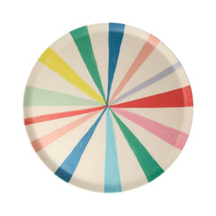 Meri Meri Bright Stripes Bamboo Fibre Reusable Large Dinner Plates