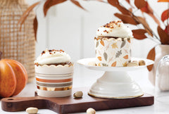 Gold Foil Falling leaves and Stripes Food Cups-36pcs. - Pretty Day