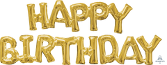 Air Fill Only Happy Birthday Phrase Gold Balloon S2113 - Pretty Day