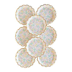 Ditsy Floral Round Scallop 7" Plate- 8pk - Pretty Day
