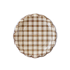 Harvest Scallop Brown Plaid Paper Plate - Pretty Day