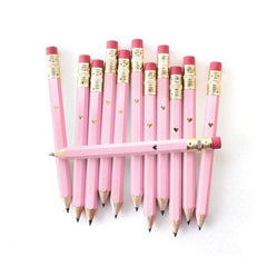 Gold Heart Mini Pencils - Pink 12pk S3069 - Pretty Day