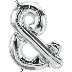 Small 16" Ampersand Symbol Balloon Silver - Pretty Day