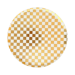 Jollity & Co. + Daydream Society - Check It! Gold Clash Plates - 2 Size Options - 8 Pk.: Dinner - Pretty Day