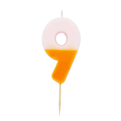 Orange Pink Number 9 Birthday Candle S0079 - Pretty Day
