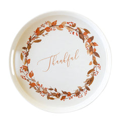 Thankful Wreath Reusable Bamboo Round Serving Tray - Pretty Day