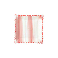 VAL940 - Valentine Red Striped Scalloped Plate - Pretty Day