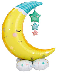 Air Filled Moon and Stars Free Standing Jumbo Foil Balloon S3118 - Pretty Day